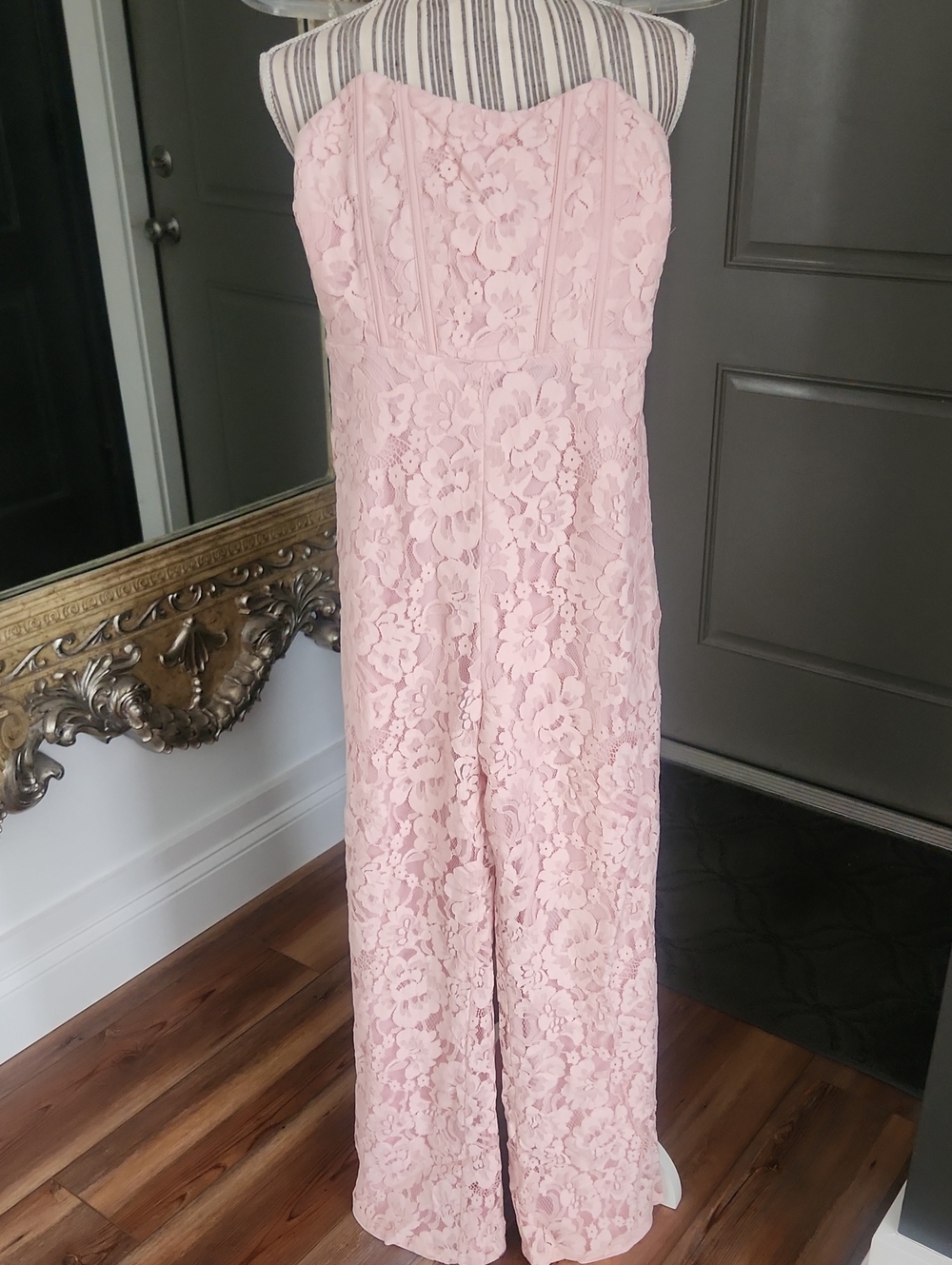 Lace Corset Strapless Wide Leg Jumpsuit Main Strip Size Medium - Picture 8 of 15